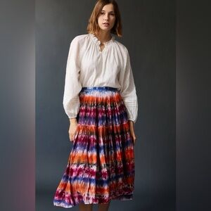 Anthropologie Norblack Norwhite Oksana Tie-Dye Midi Skirt 🆕